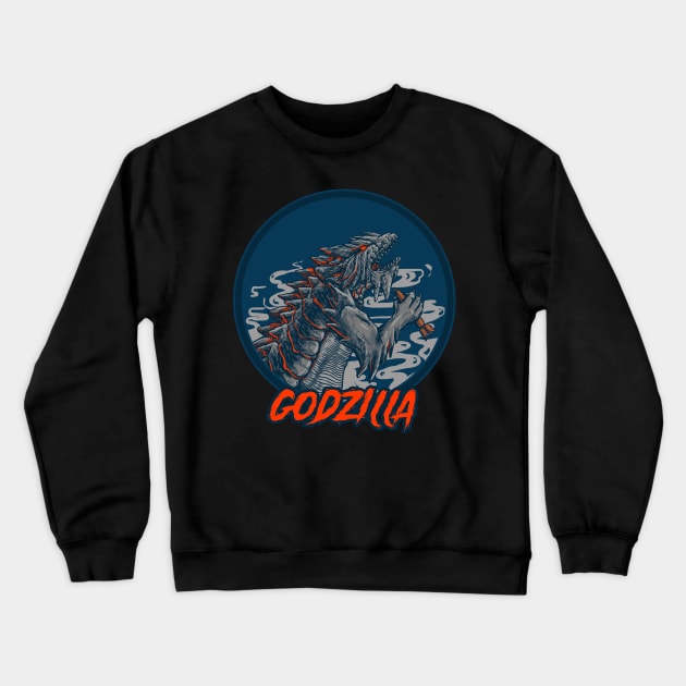 Godzilla Crewneck Sweatshirt by phsycartwork